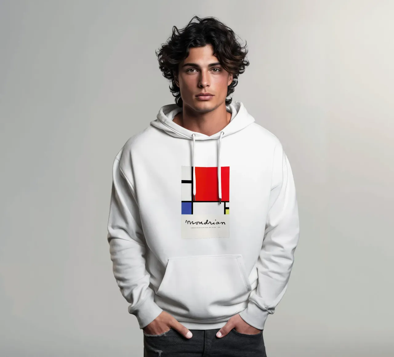Mondrian – Signed Composition felpa con cappuccio da Vintage by JUNIQE