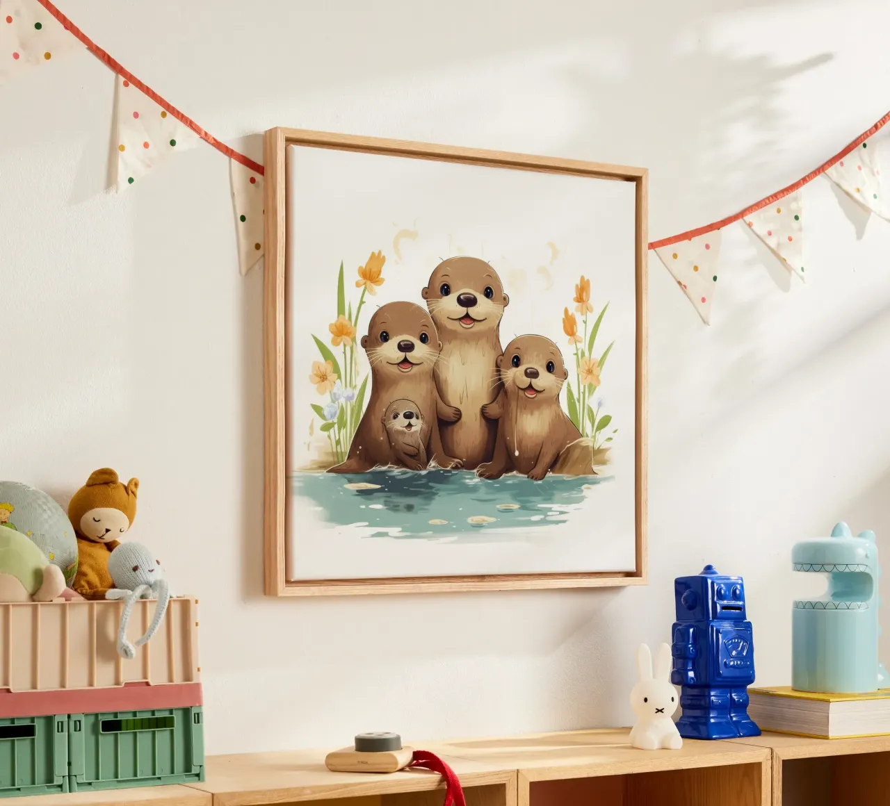 Retro Otter Gang tela con Cornice a cassetta da Funny Animals