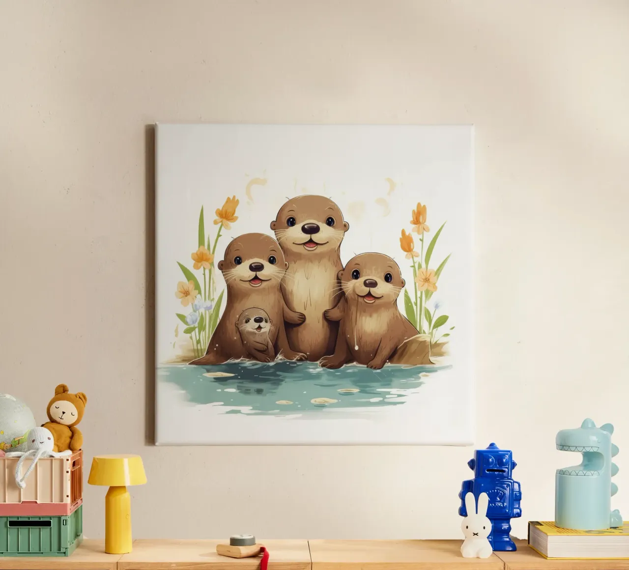Retro Otter Gang tela con Cornice a cassetta da Funny Animals