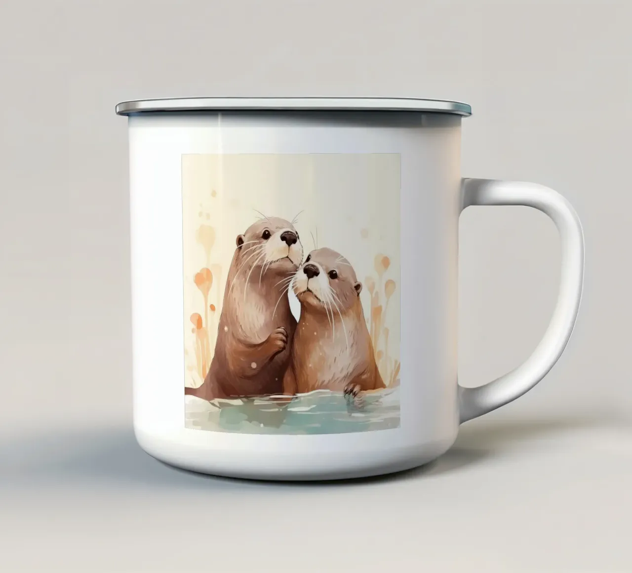 Retro Otter Duo tazza in smalto da Funny Animals