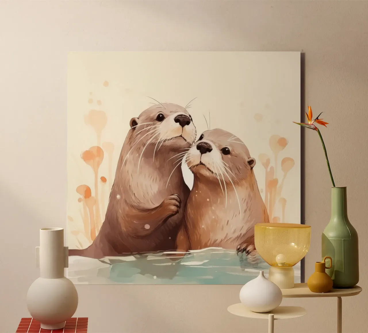 Retro Otter Duo alluminio dibond da Funny Animals