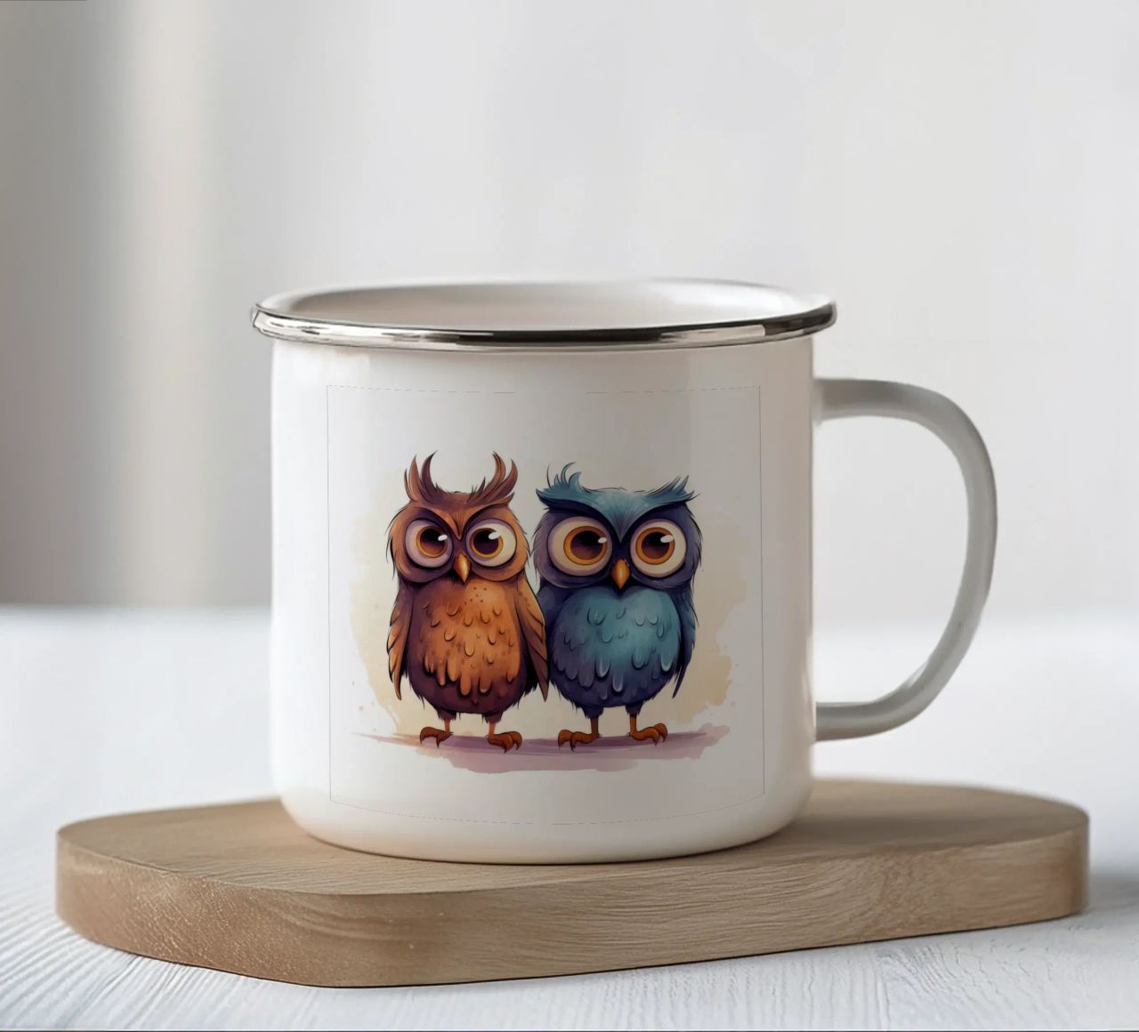 Retro Owl Duo tazza in smalto da Funny Animals