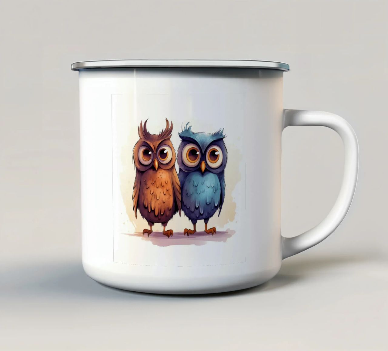 Retro Owl Duo tazza in smalto da Funny Animals