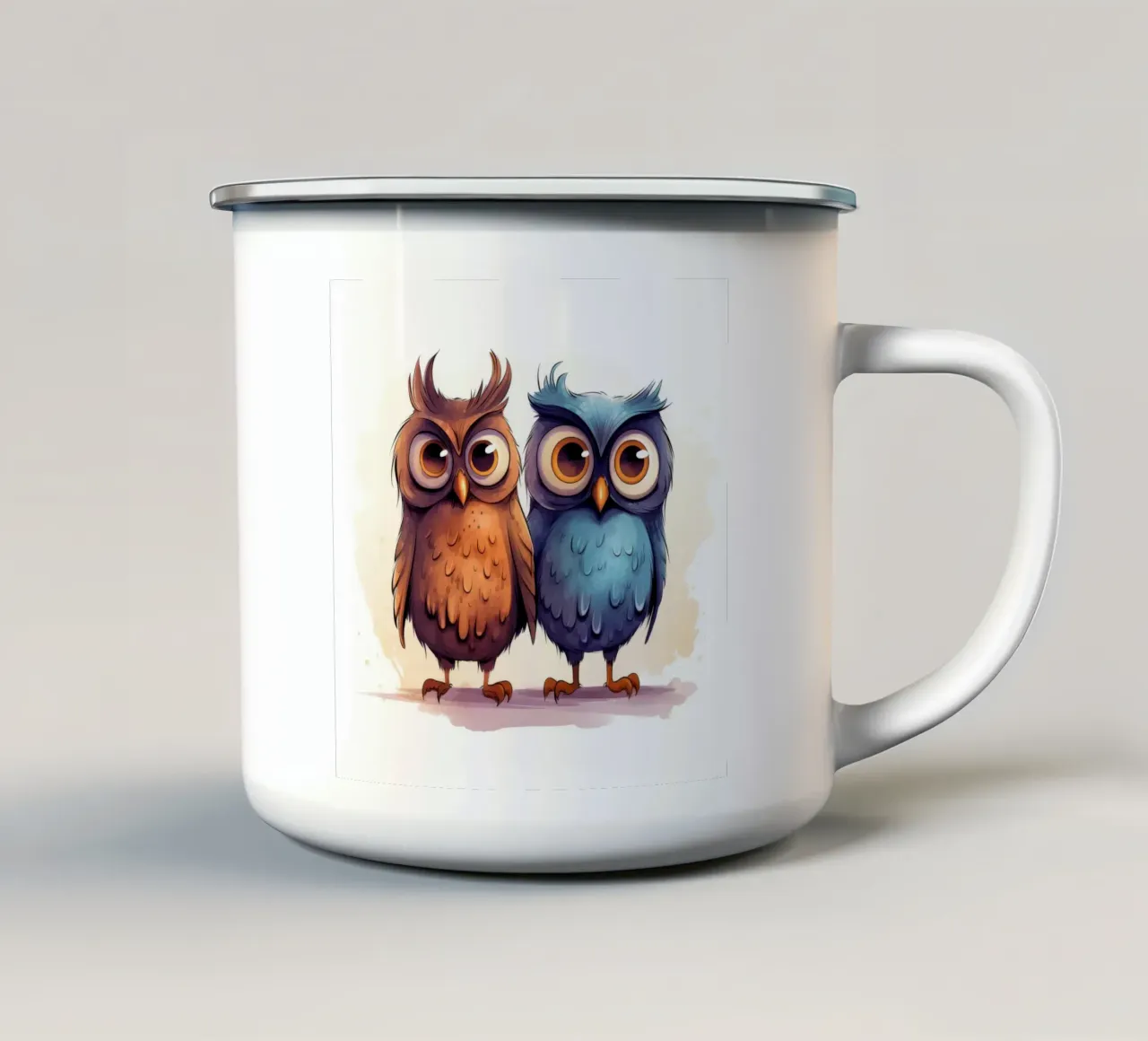 Retro Owl Duo tazza in smalto da Funny Animals