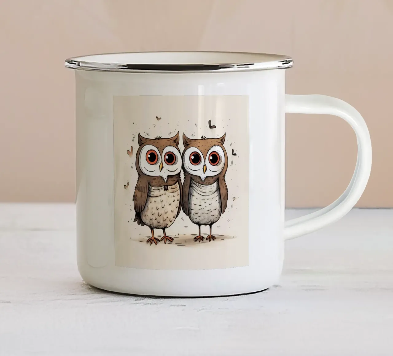 Retro Owl Duo tazza in smalto da Funny Animals