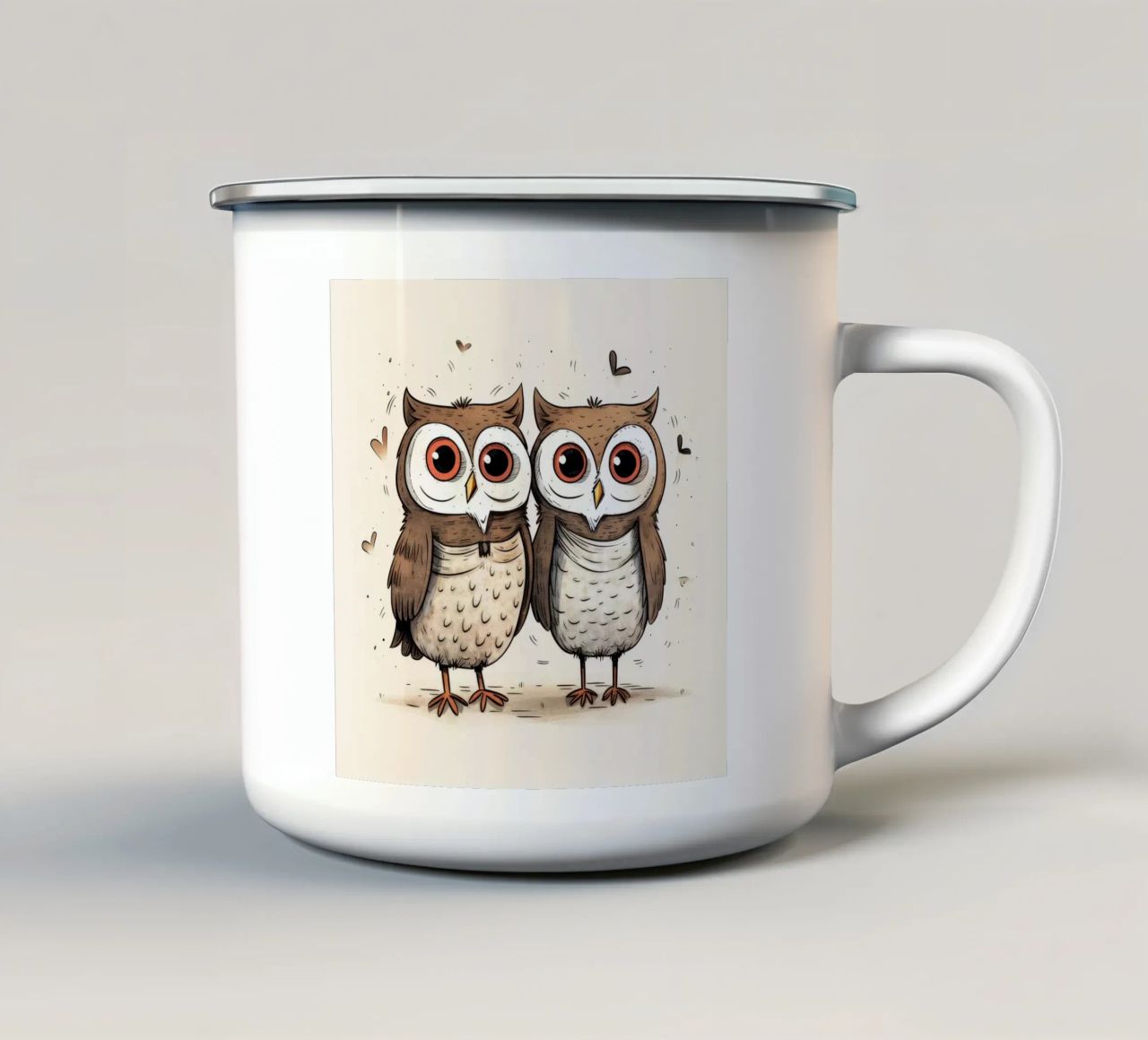 Retro Owl Duo tazza in smalto da Funny Animals