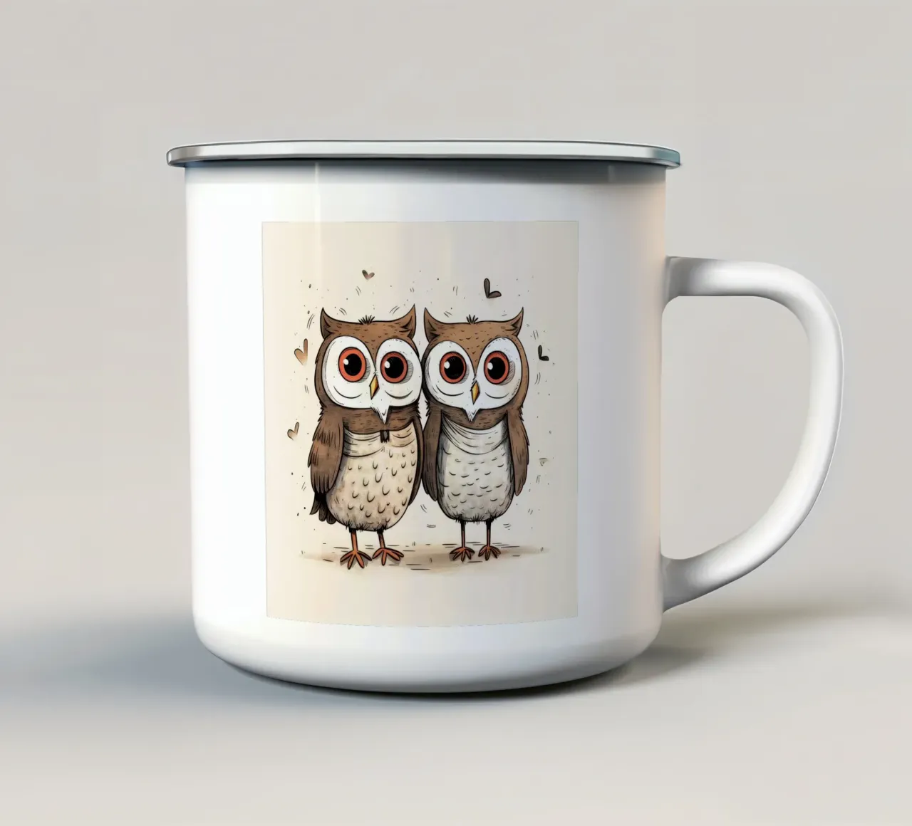 Retro Owl Duo tazza in smalto da Funny Animals