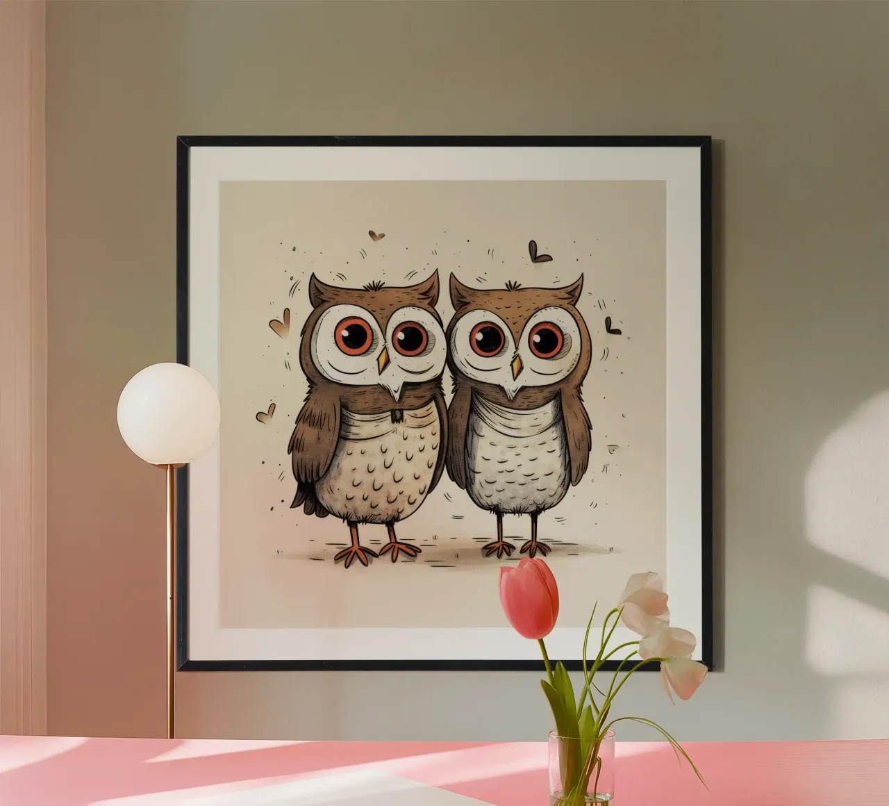 Retro Owl Duo poster da Funny Animals