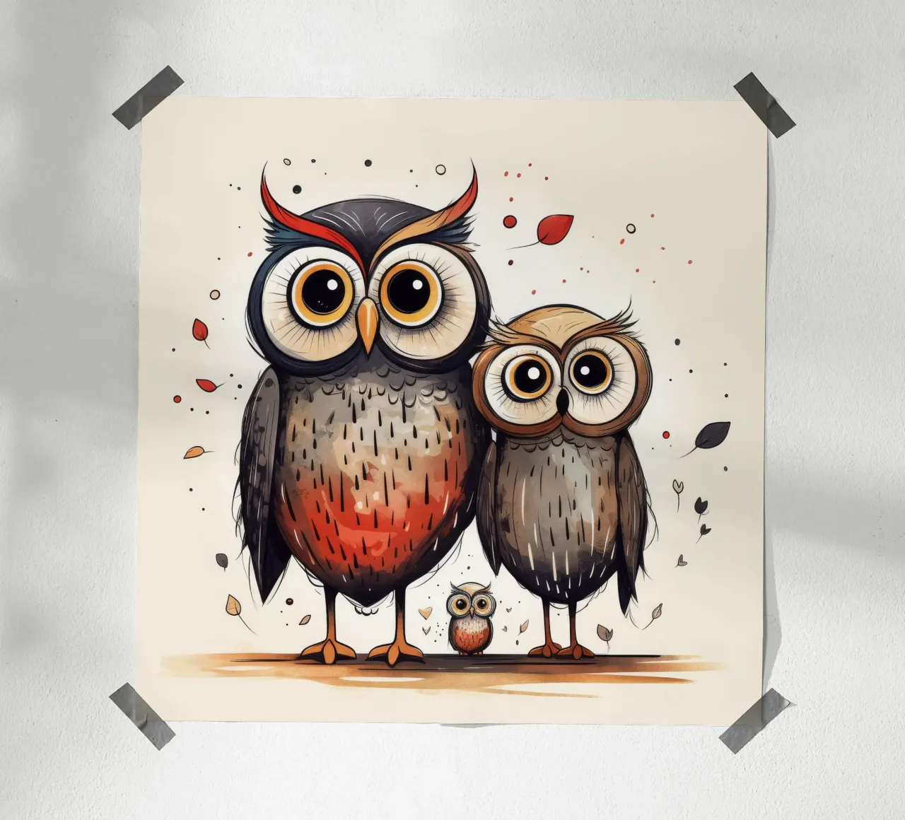 La banda dei gufi retrò poster con telaio in plastica da Funny Animals