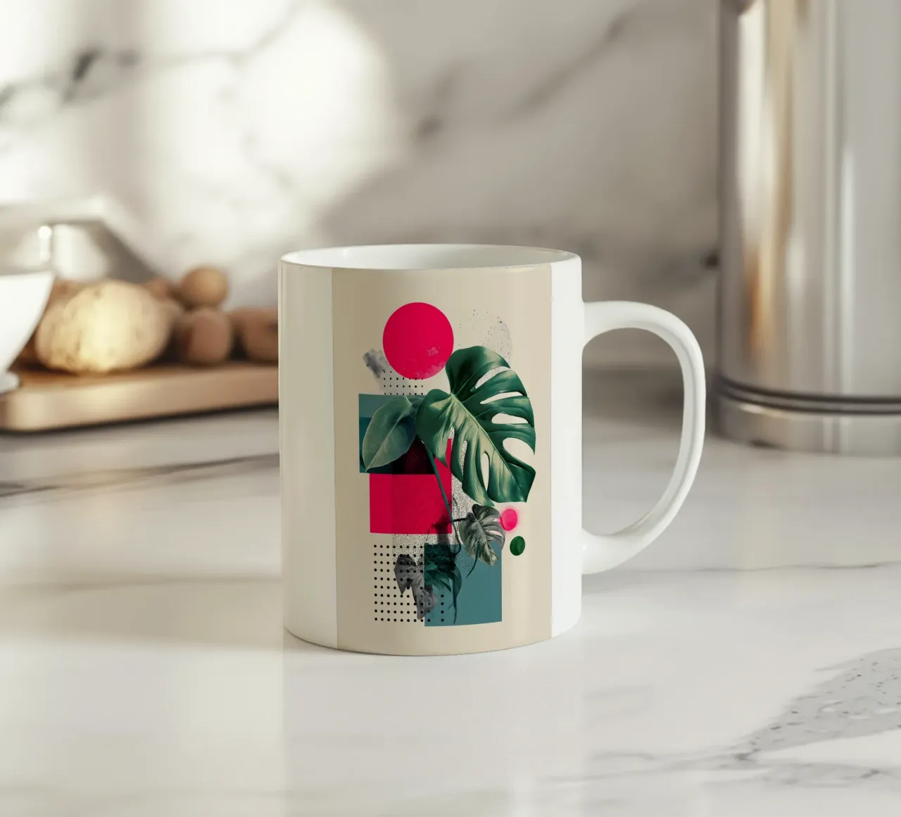 Monstera botanical art ceramic mug by Studio Verde