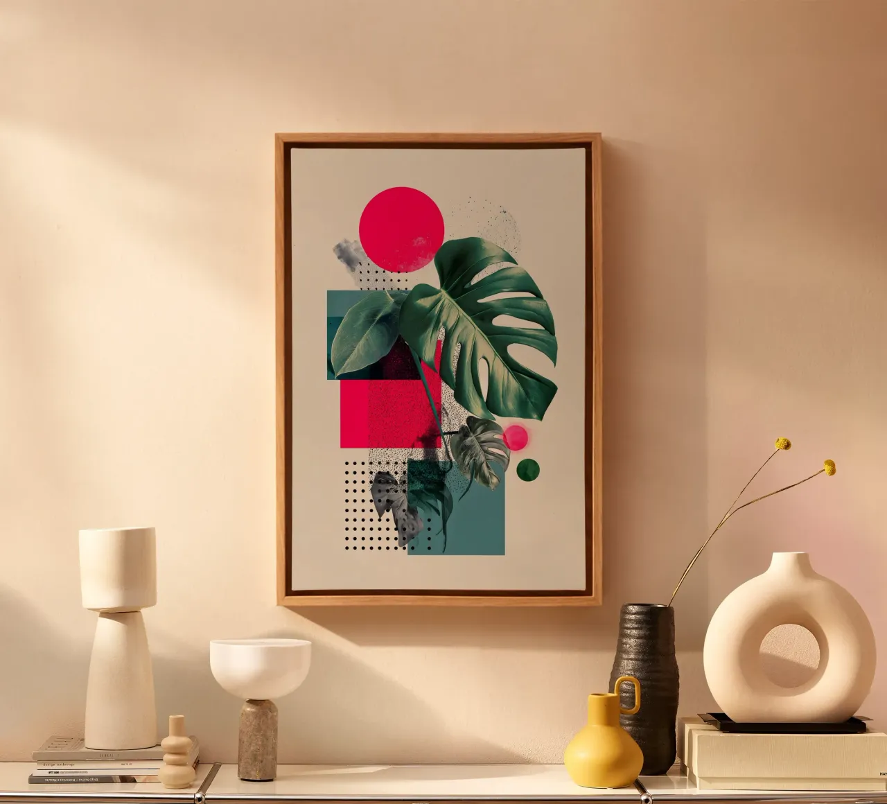 Monstera arte botanica tela con Cornice a cassetta da Studio Verde