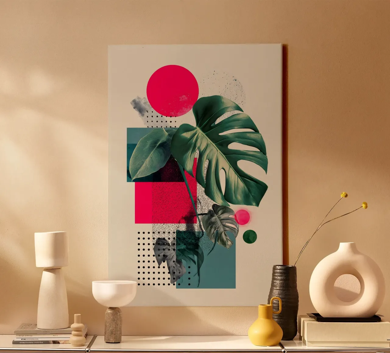 Monstera arte botanica tela con Cornice a cassetta da Studio Verde