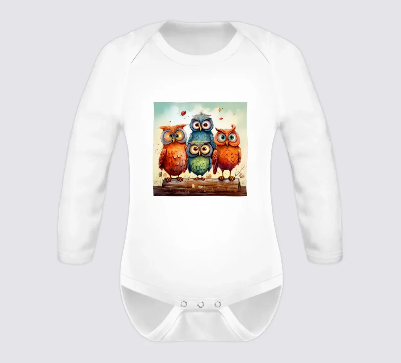 Retro-Eulenbande Langarm Babybody von Funny Animals
