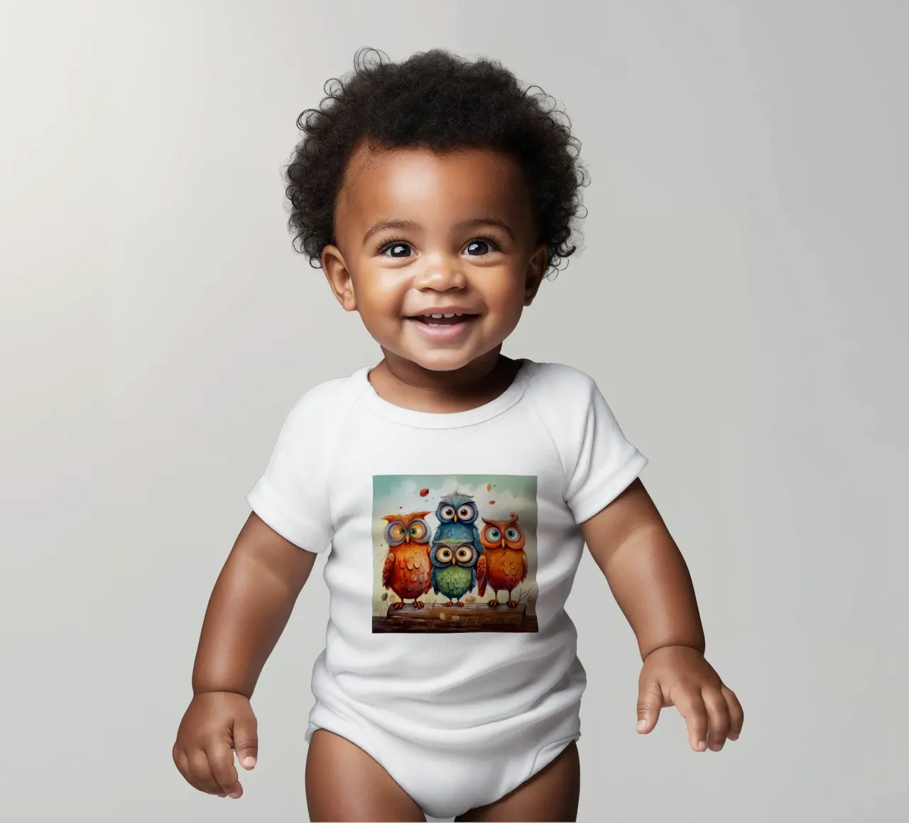 Retro-Eulenbande Kurzarm Babybody von Funny Animals