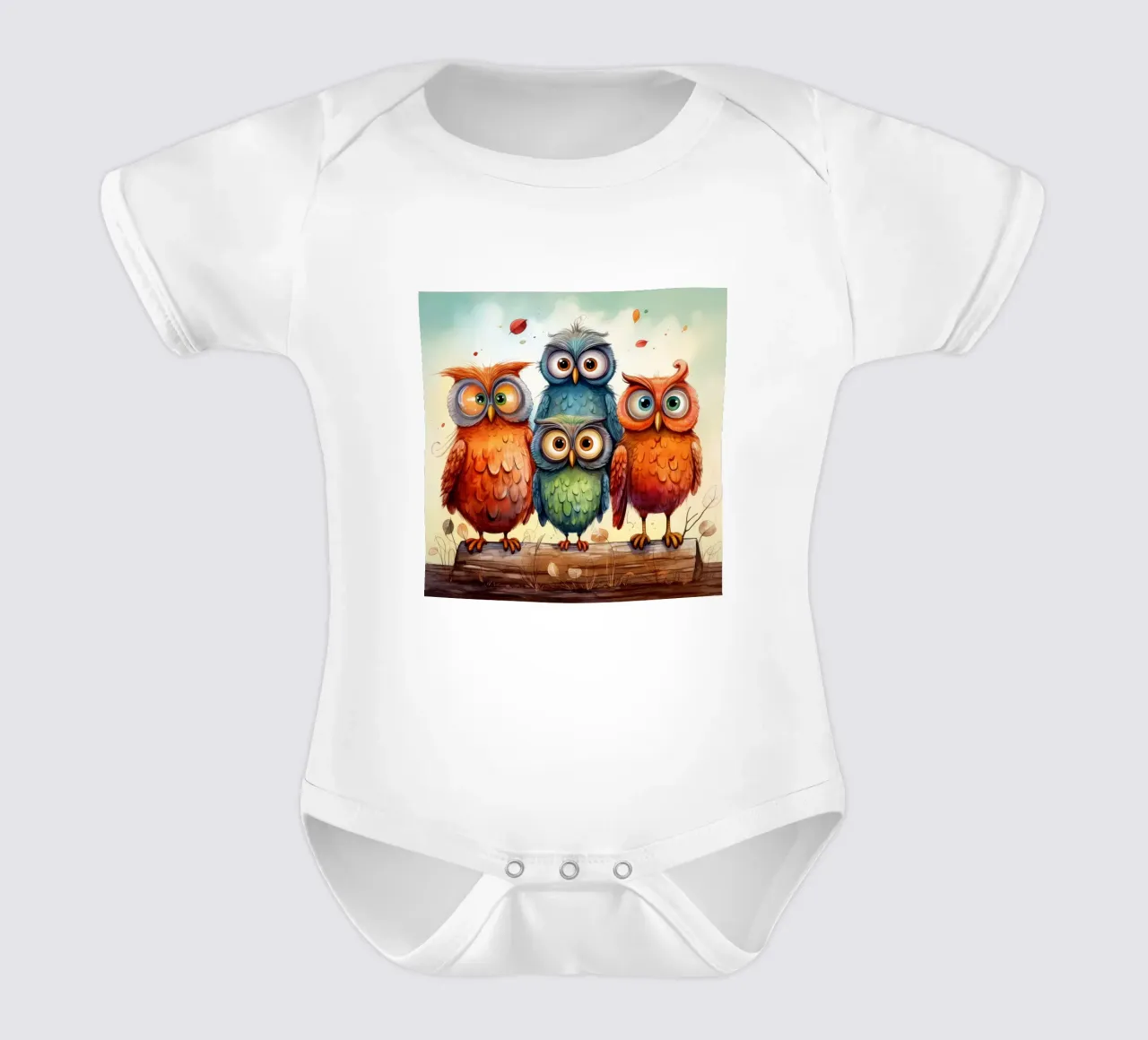 Retro-Eulenbande Kurzarm Babybody von Funny Animals