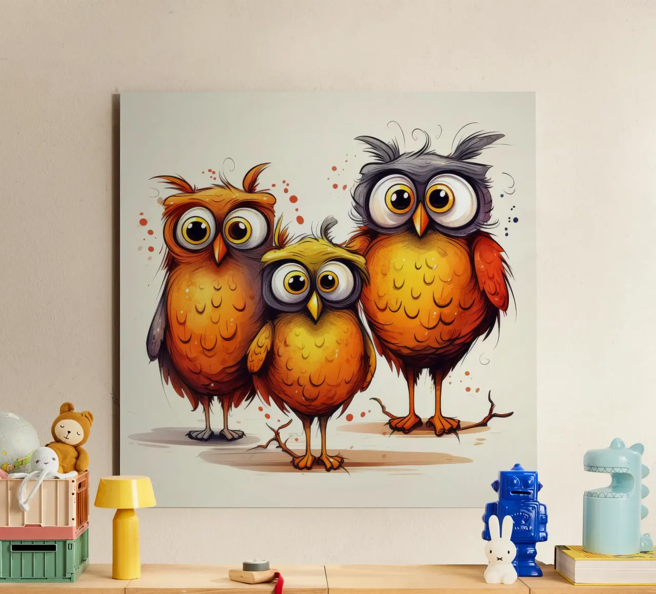 Retro Owl Gang alu dibond de Funny Animals