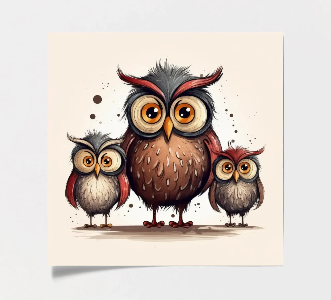 Retro Uilenbende stickervel van Funny Animals