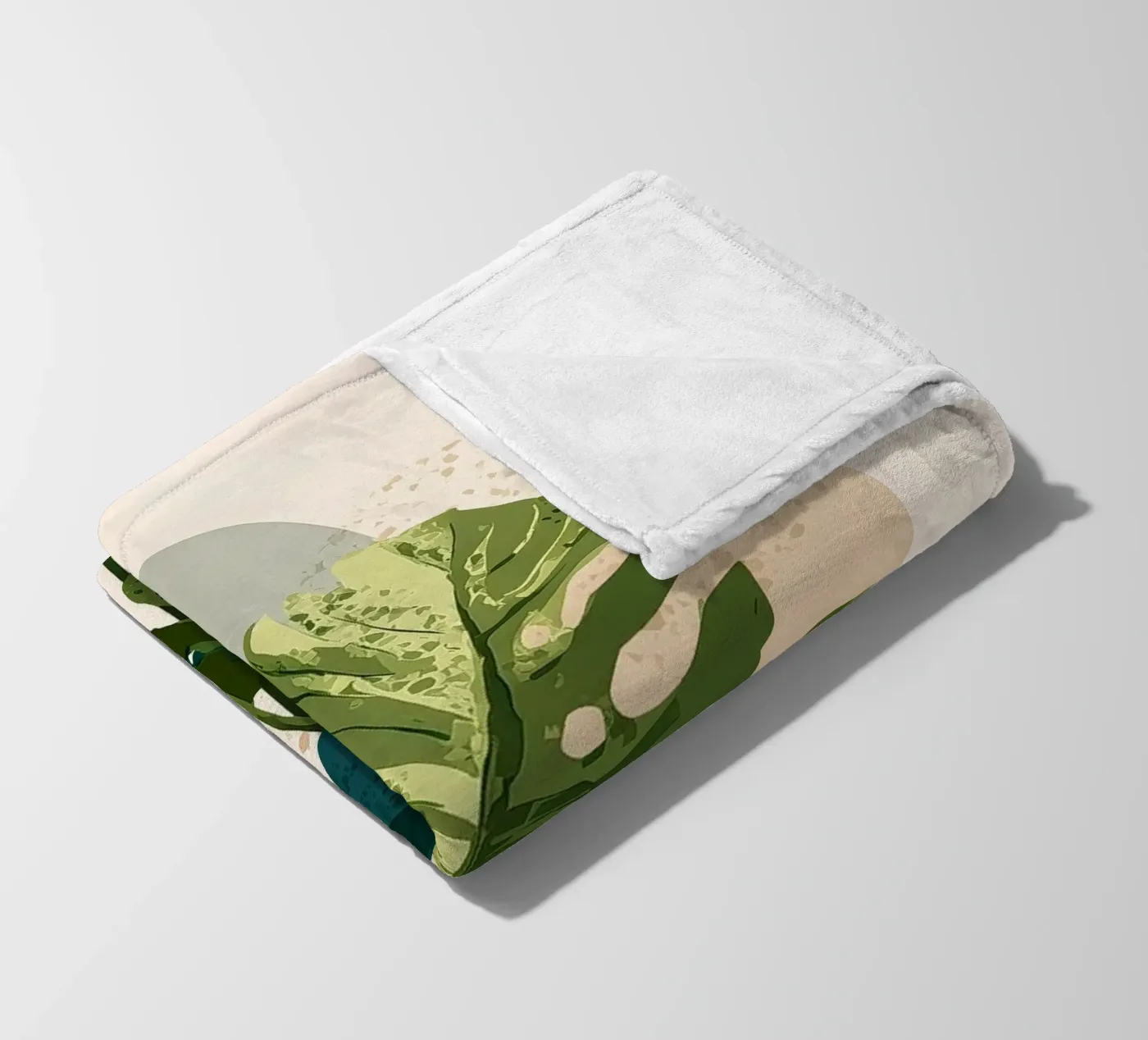 Botanische Monstera in Salbeigrün & Petrolblau Fleecedecke von Studio Verde