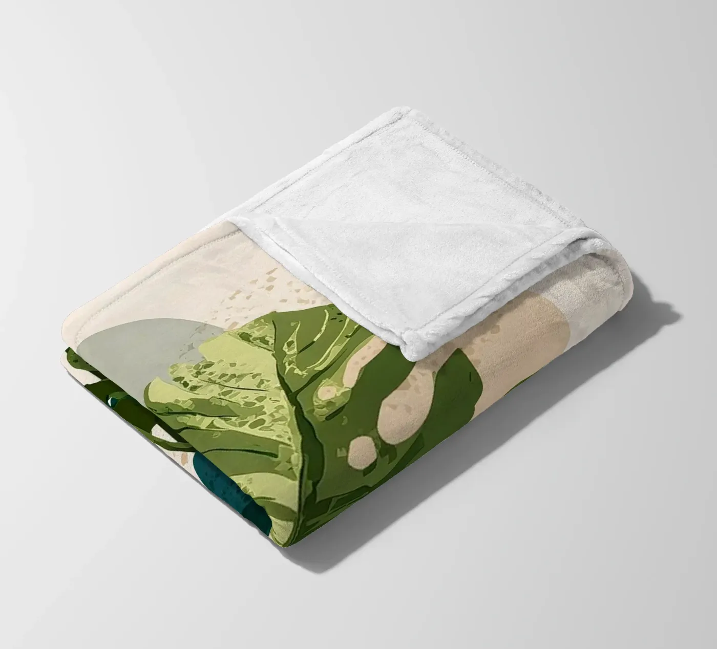 Botanische Monstera in Salbeigrün & Petrolblau Fleecedecke von Studio Verde