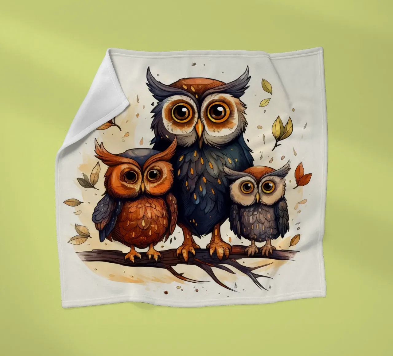 Retro-Eulenbande Fleecedecke von Funny Animals