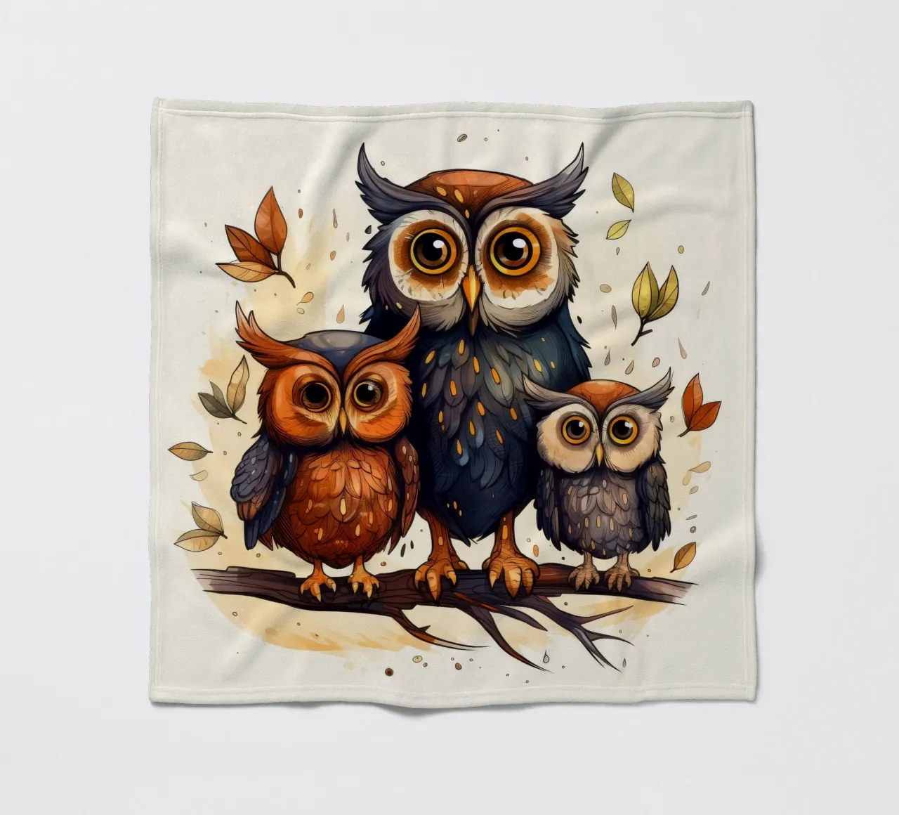 Retro-Eulenbande Fleecedecke von Funny Animals