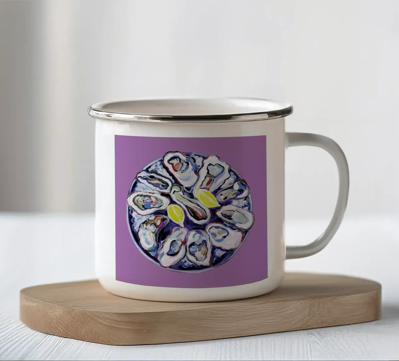 Oysters On A Plate Purple tazza in smalto da Alice Straker