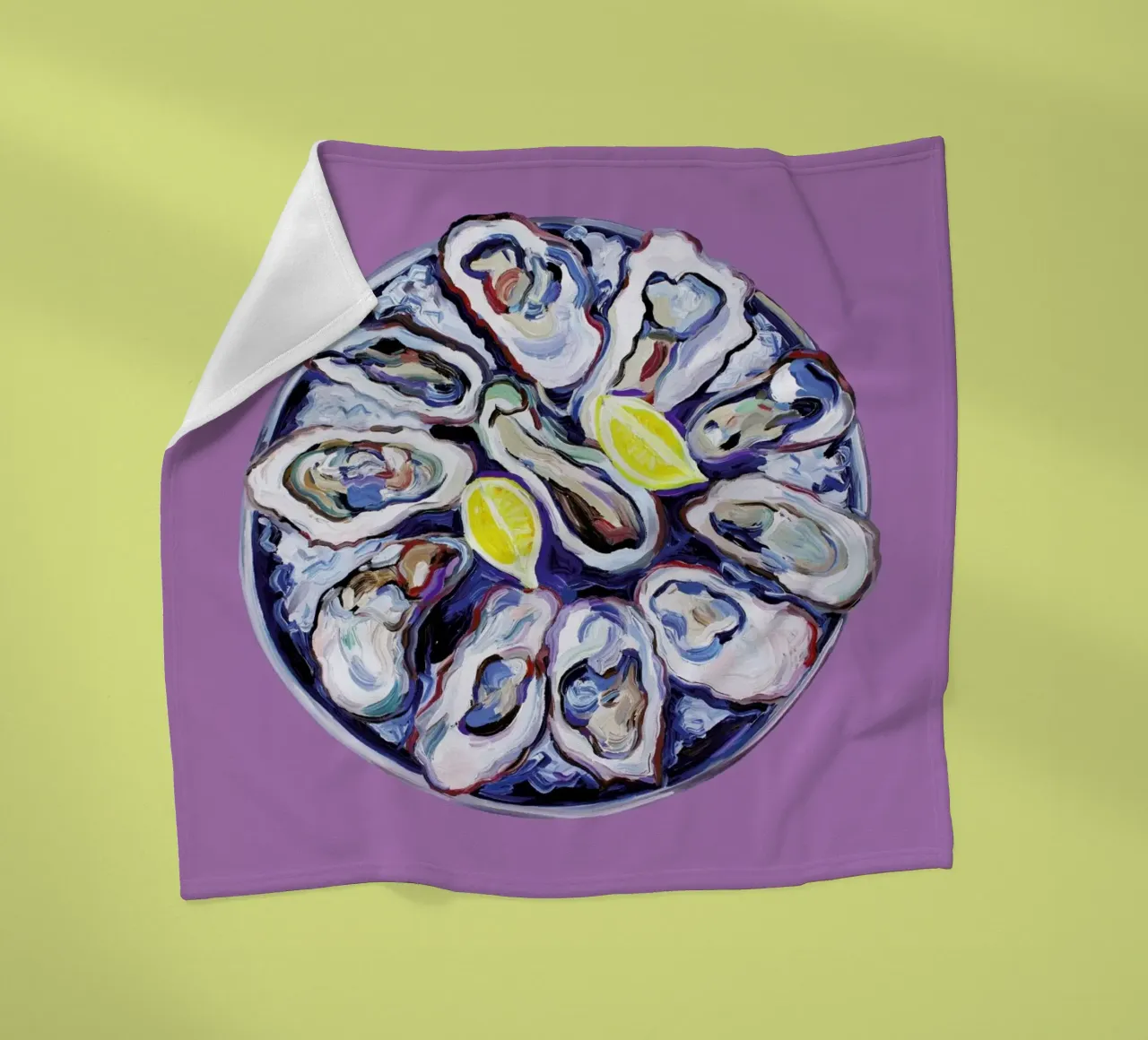 Oysters On A Plate Purple fleece blanket by Alice Straker
