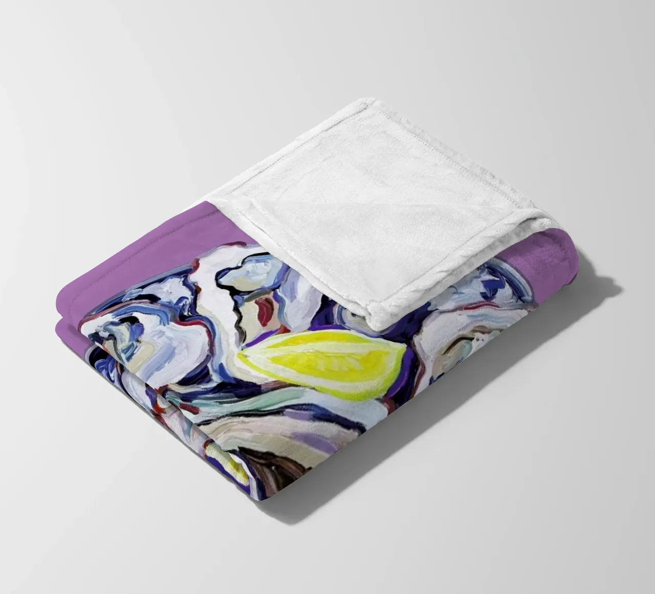 Oysters On A Plate Purple fleece blanket by Alice Straker