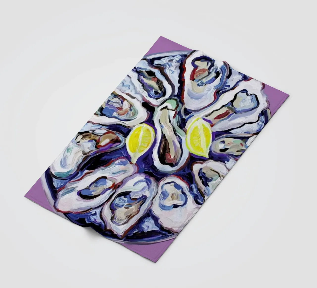 Oysters On A Plate Purple fleece blanket by Alice Straker