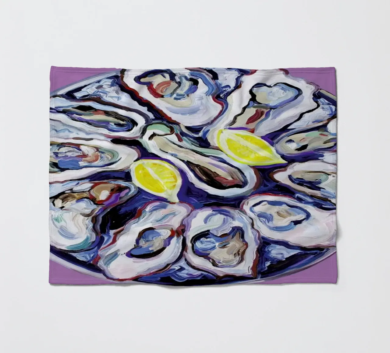 Oysters On A Plate Purple fleece blanket by Alice Straker