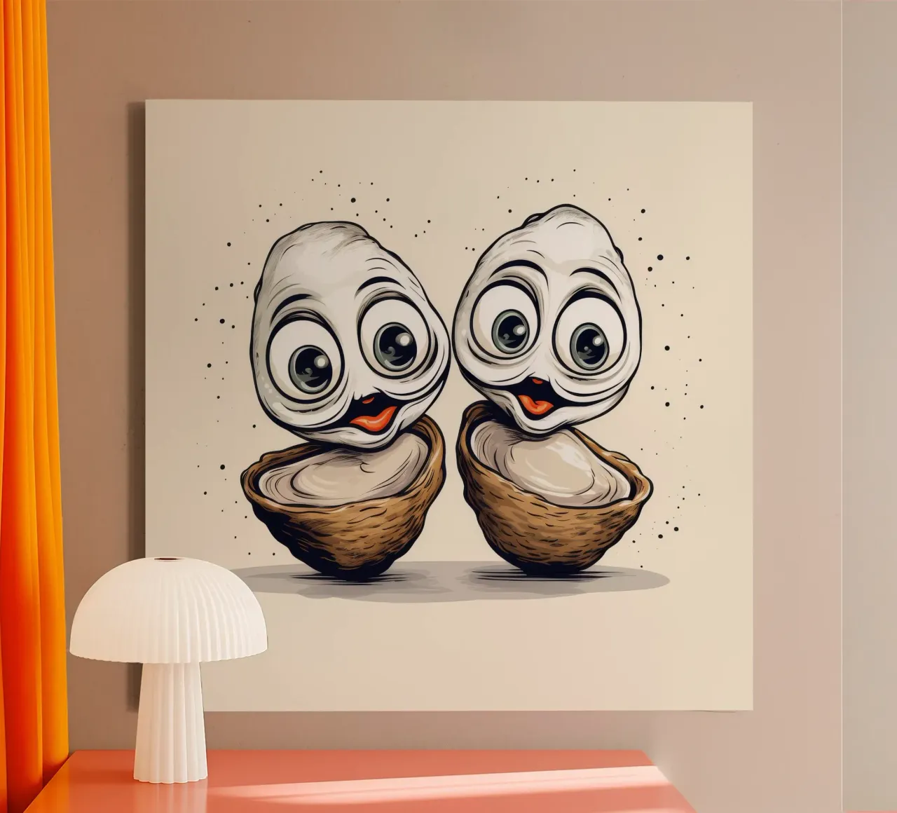 Duo di ostriche retrò tela con Cornice a cassetta da Funny Animals