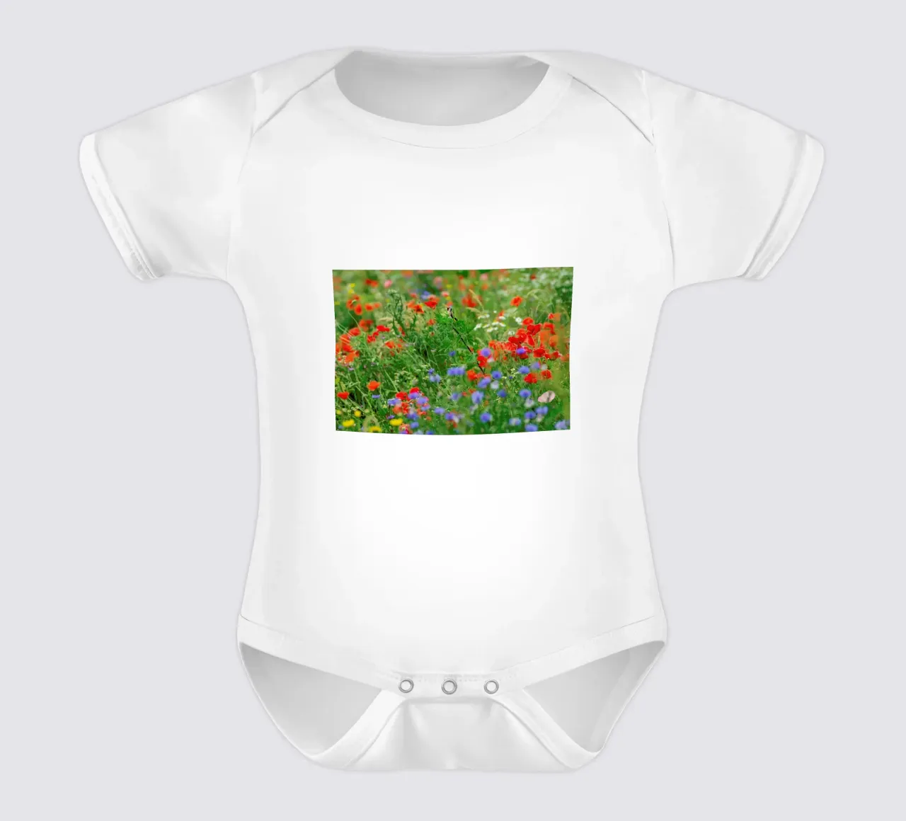 Wild Flowerfield body neonato maniche corte da Curious Collections by Marielle Leenders
