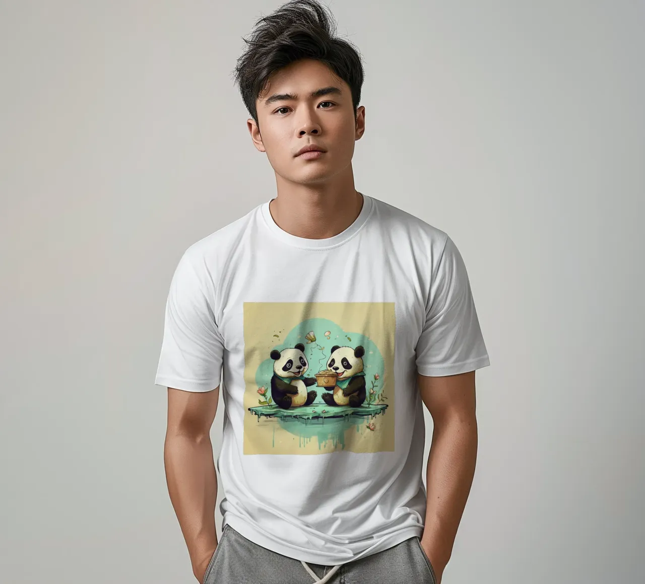 Duo di panda retrò t-shirt da Funny Animals