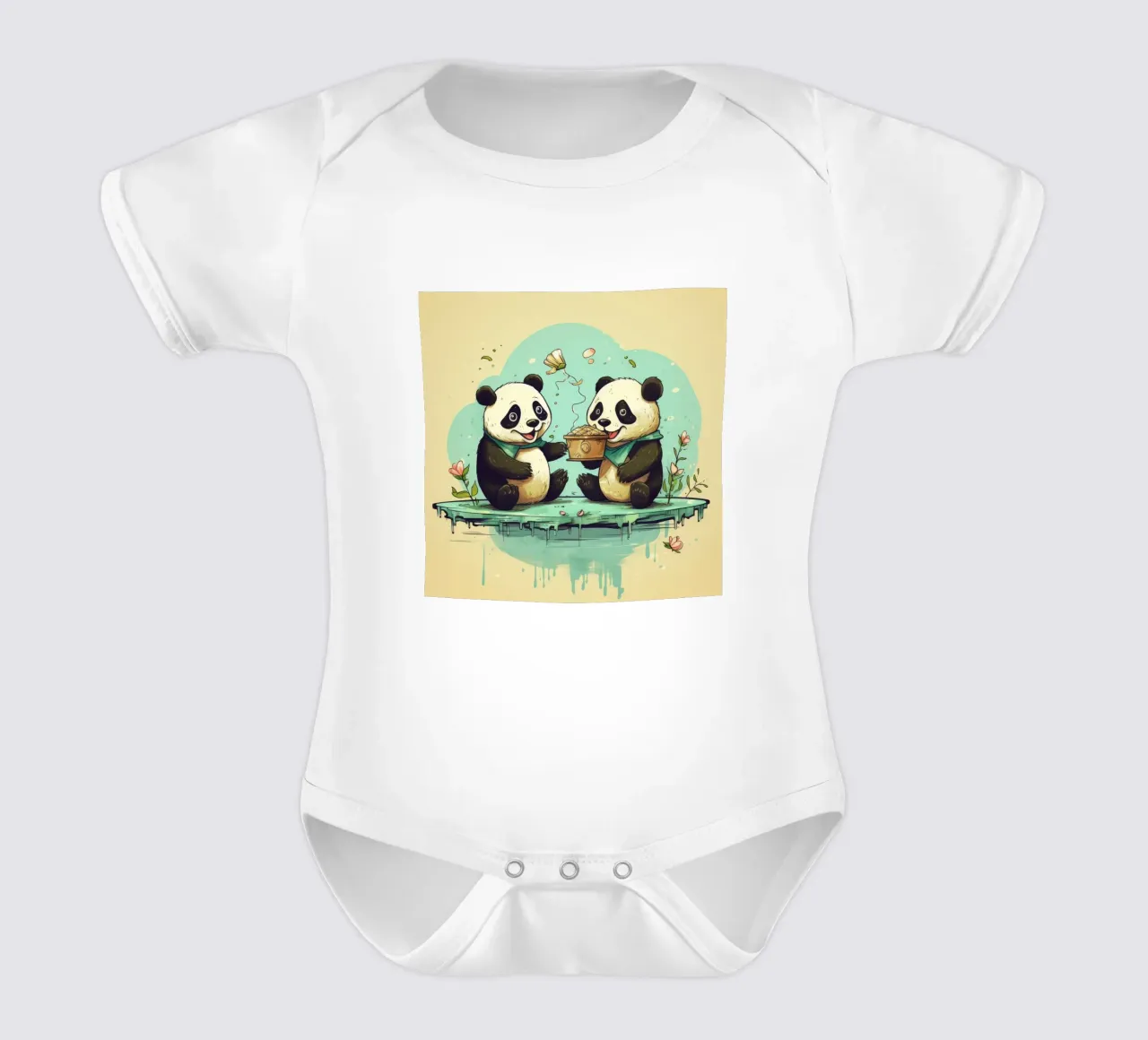 Duo de pandas rétro body bébé de Funny Animals