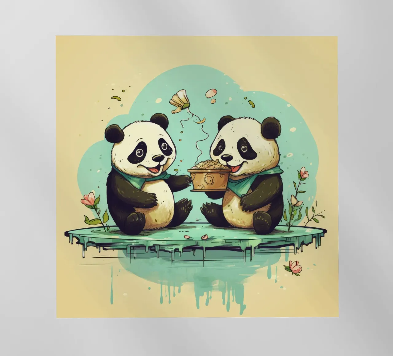 Duo di panda retrò pellicola backlit da Funny Animals