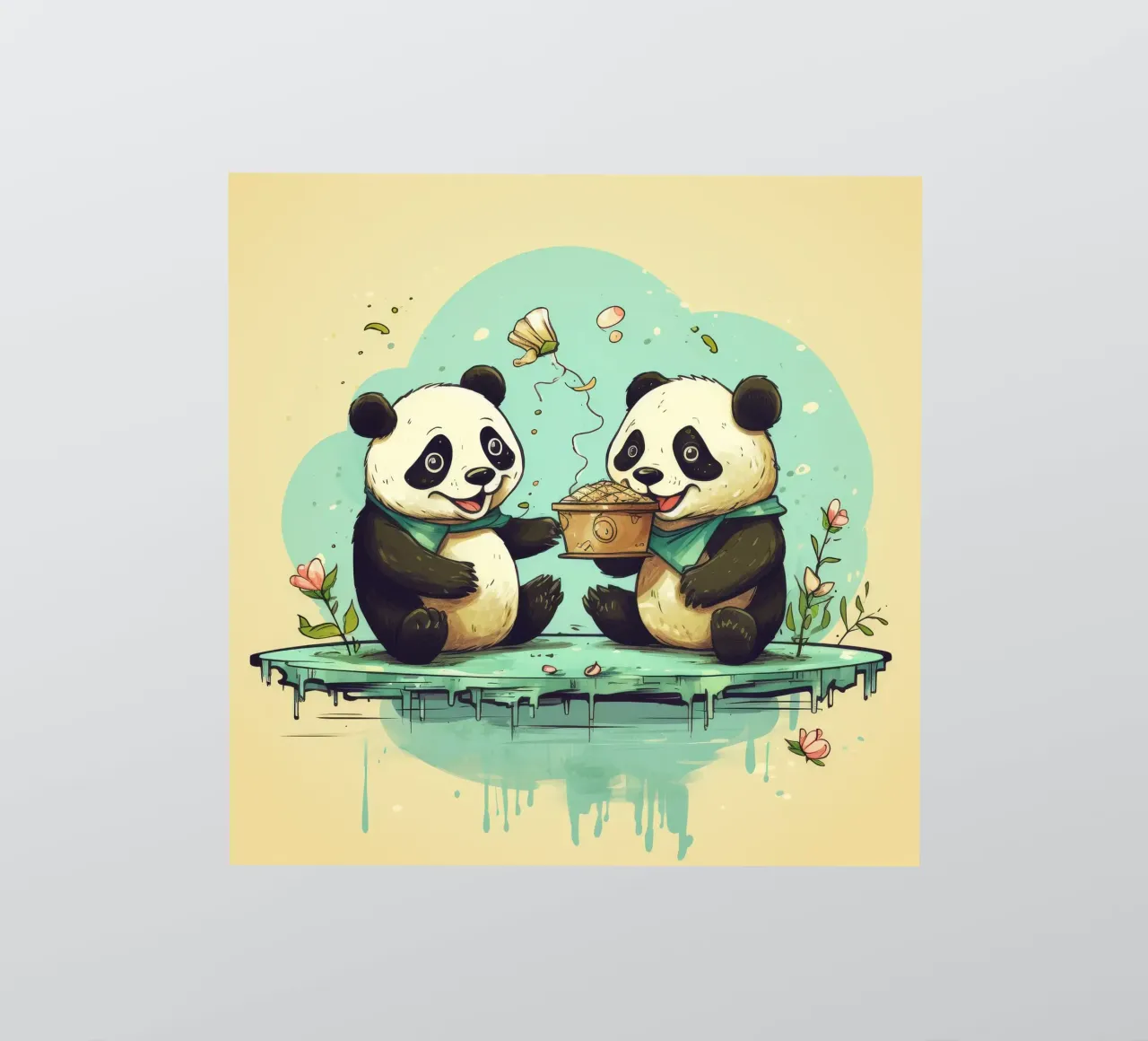 Duo de pandas rétro autocollant de Funny Animals