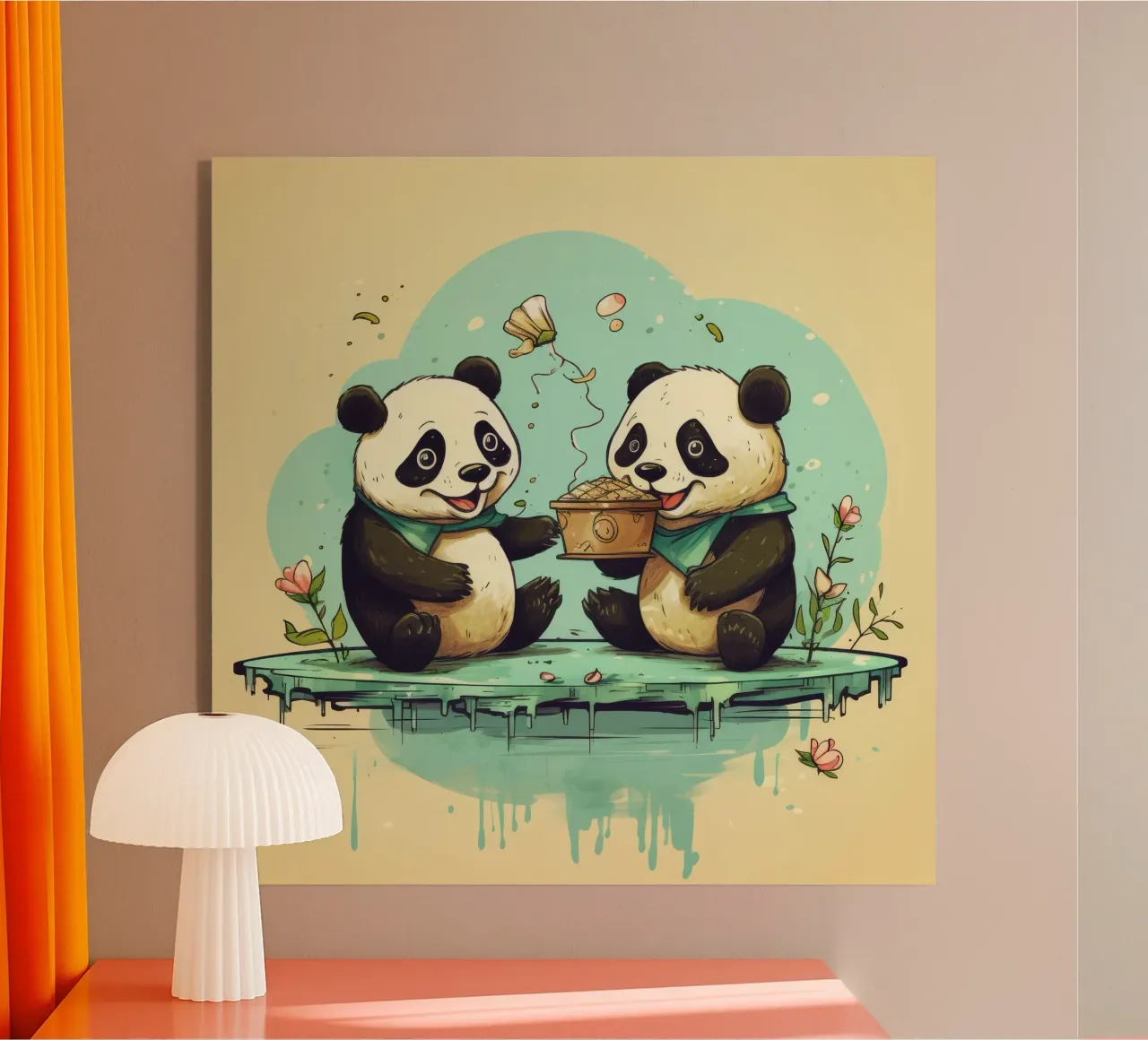 Duo di panda retrò plexiglass da Funny Animals
