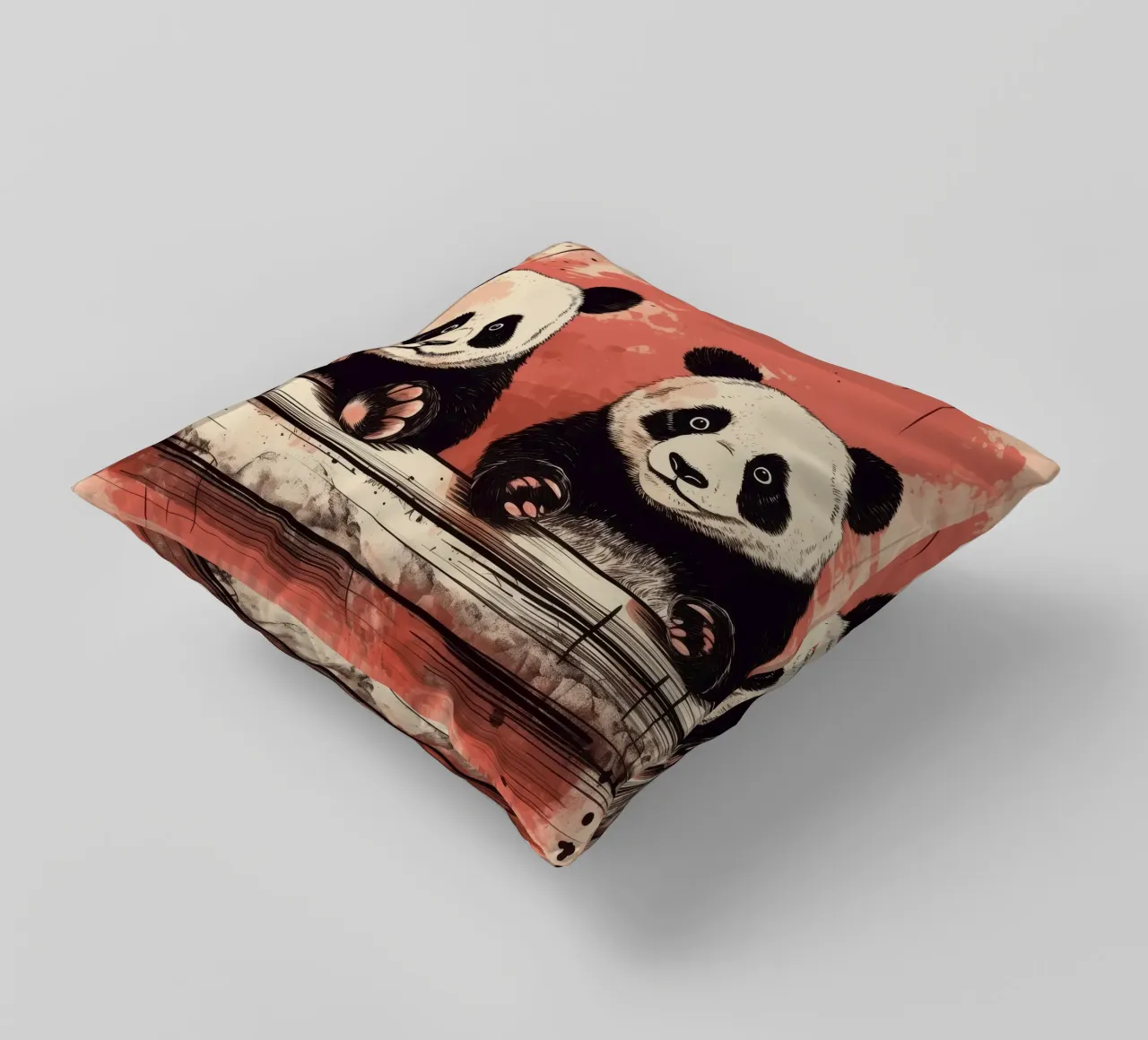 Duo di panda retrò cuscino da Funny Animals