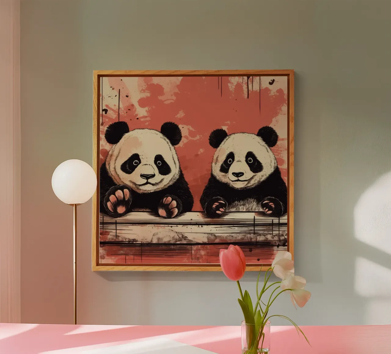 Dúo Panda Retro metacrilato de Funny Animals