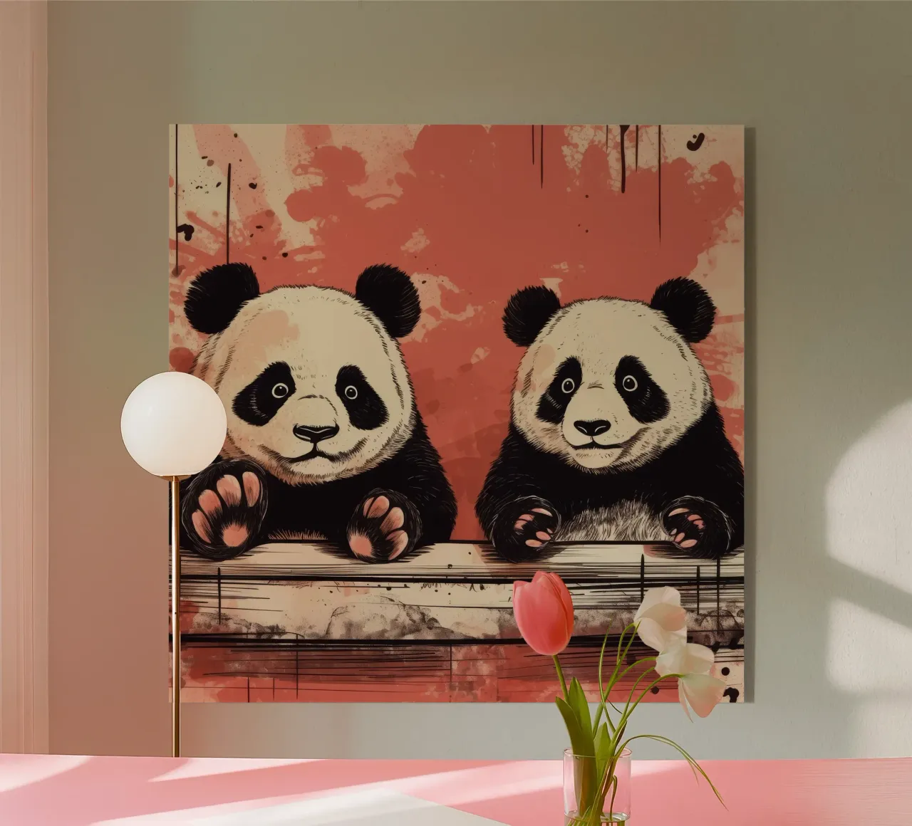 Dúo Panda Retro metacrilato de Funny Animals