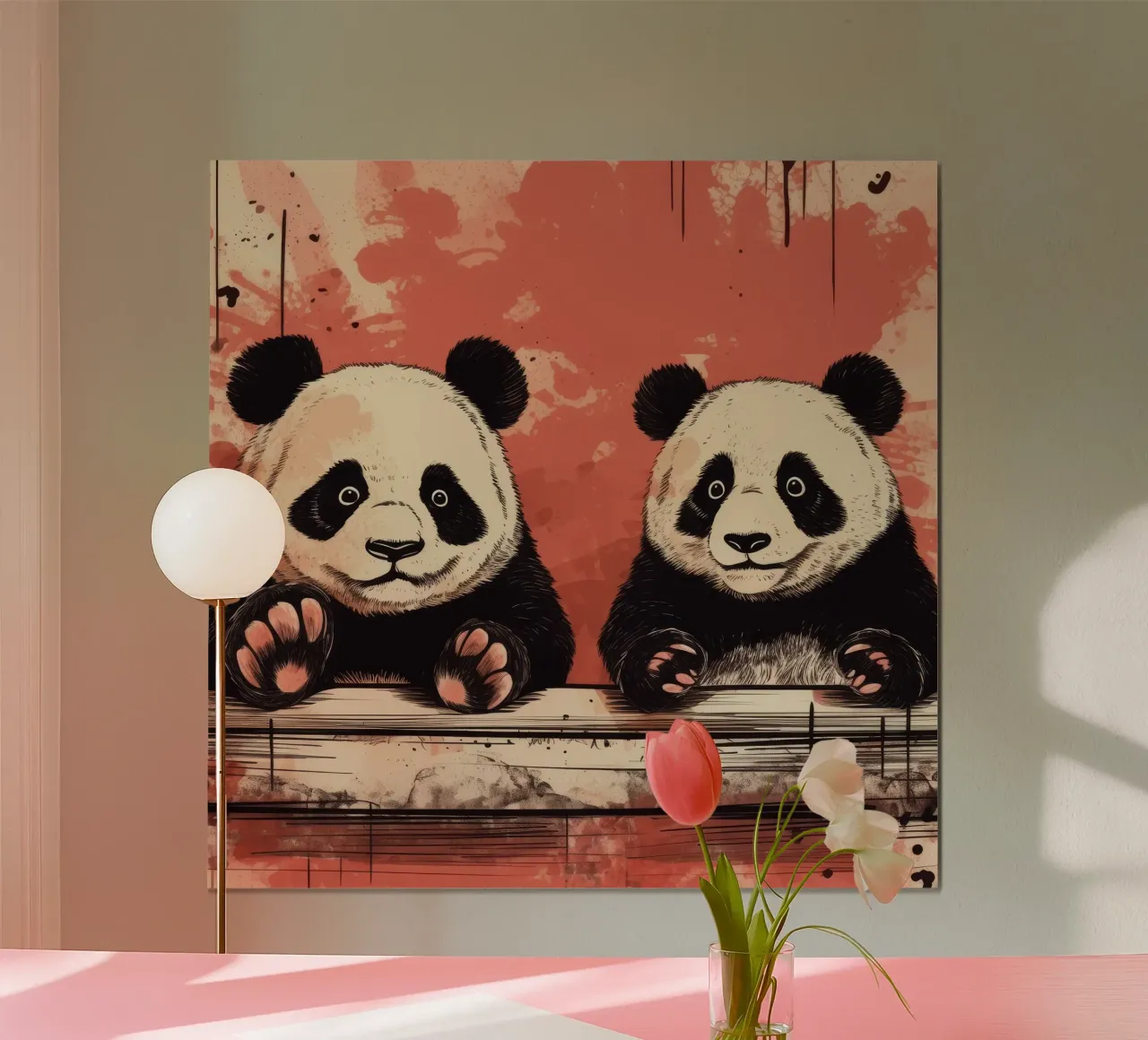 Duo de pandas rétro hahnemühle de Funny Animals