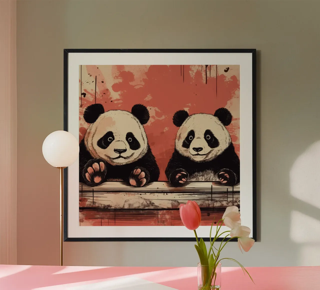 Duo de pandas rétro hahnemühle de Funny Animals