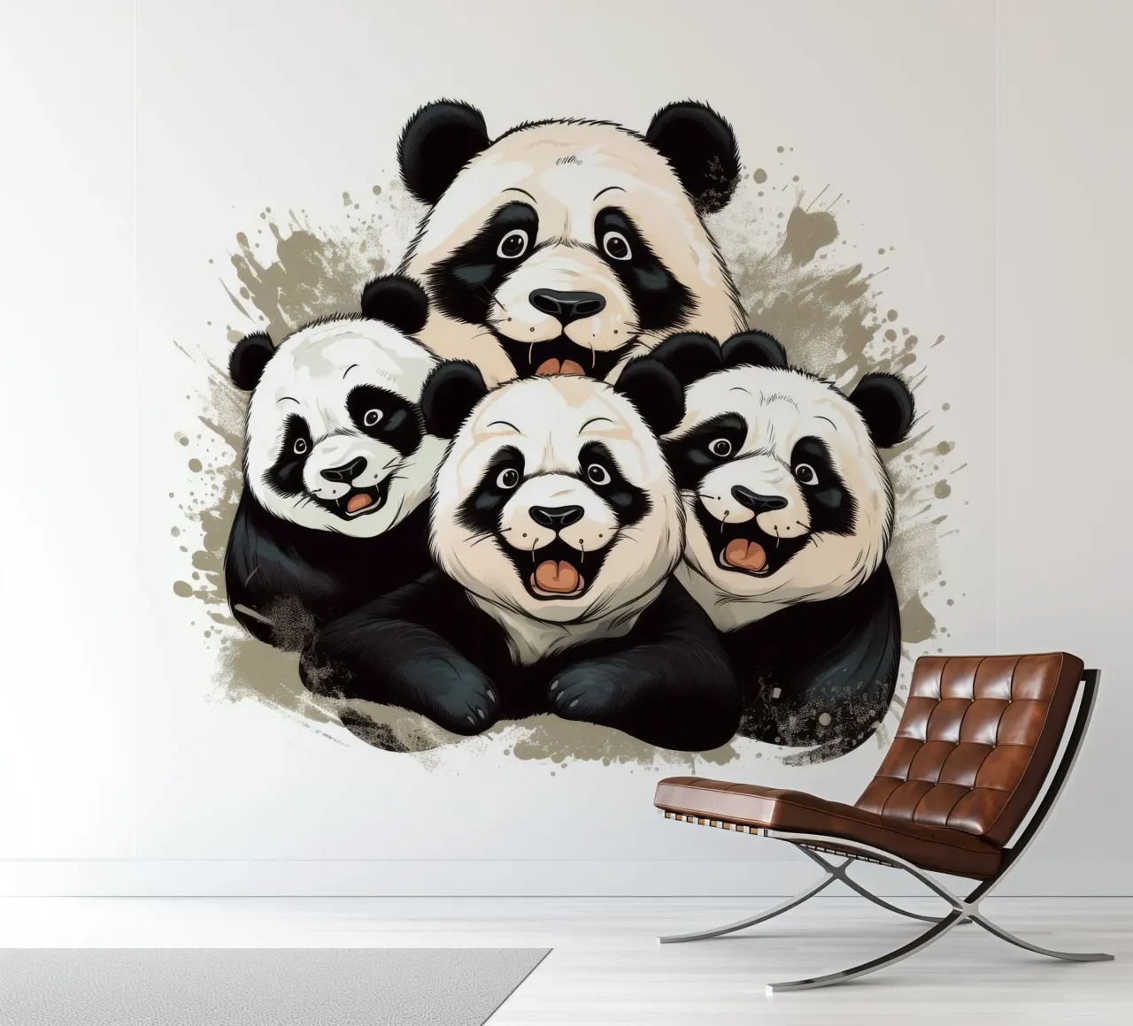 Retro Panda Gang photo wallpaper by Funny Animals