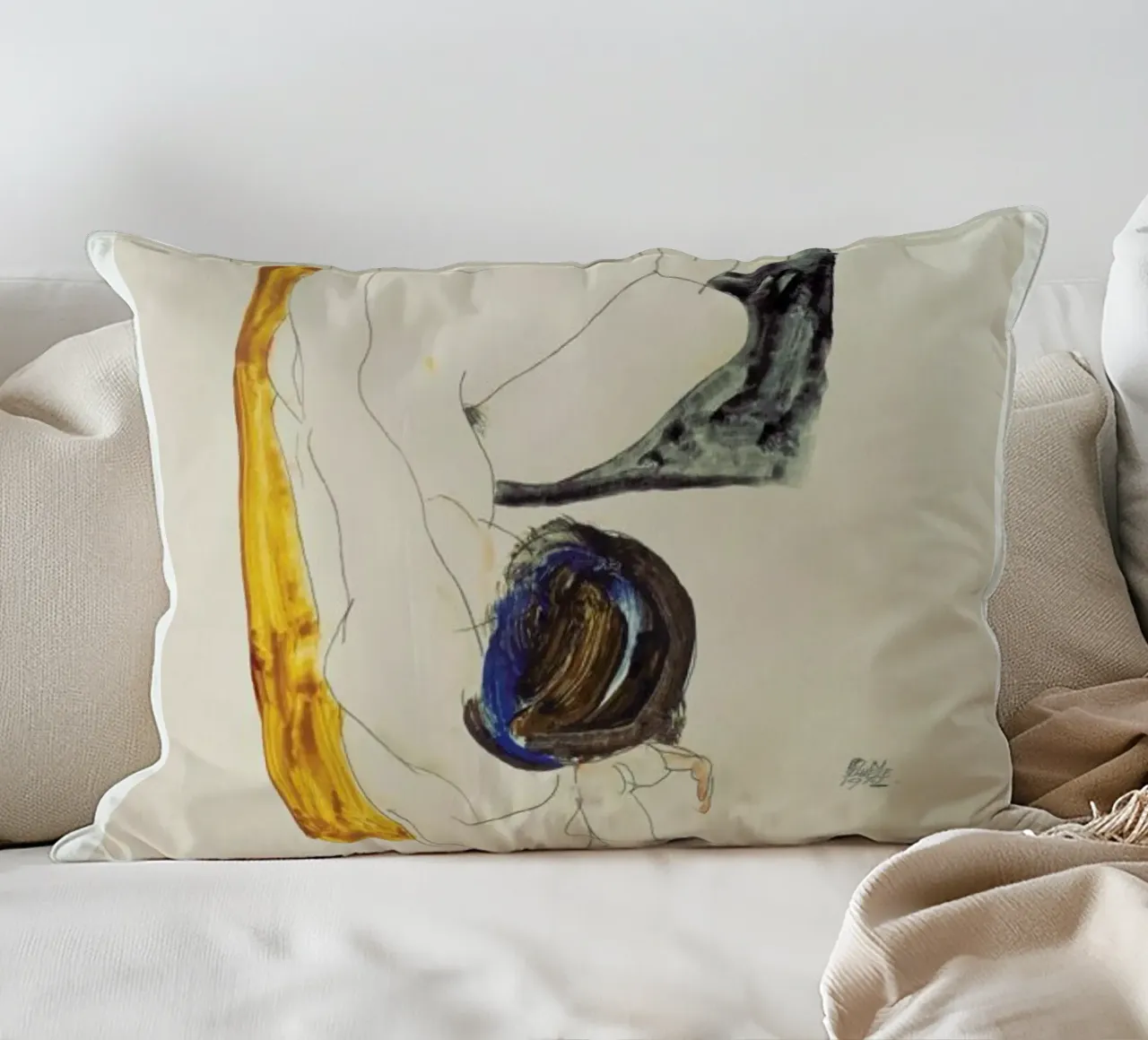 Schiele - Two Lying Figures II cuscino da Vintage by JUNIQE