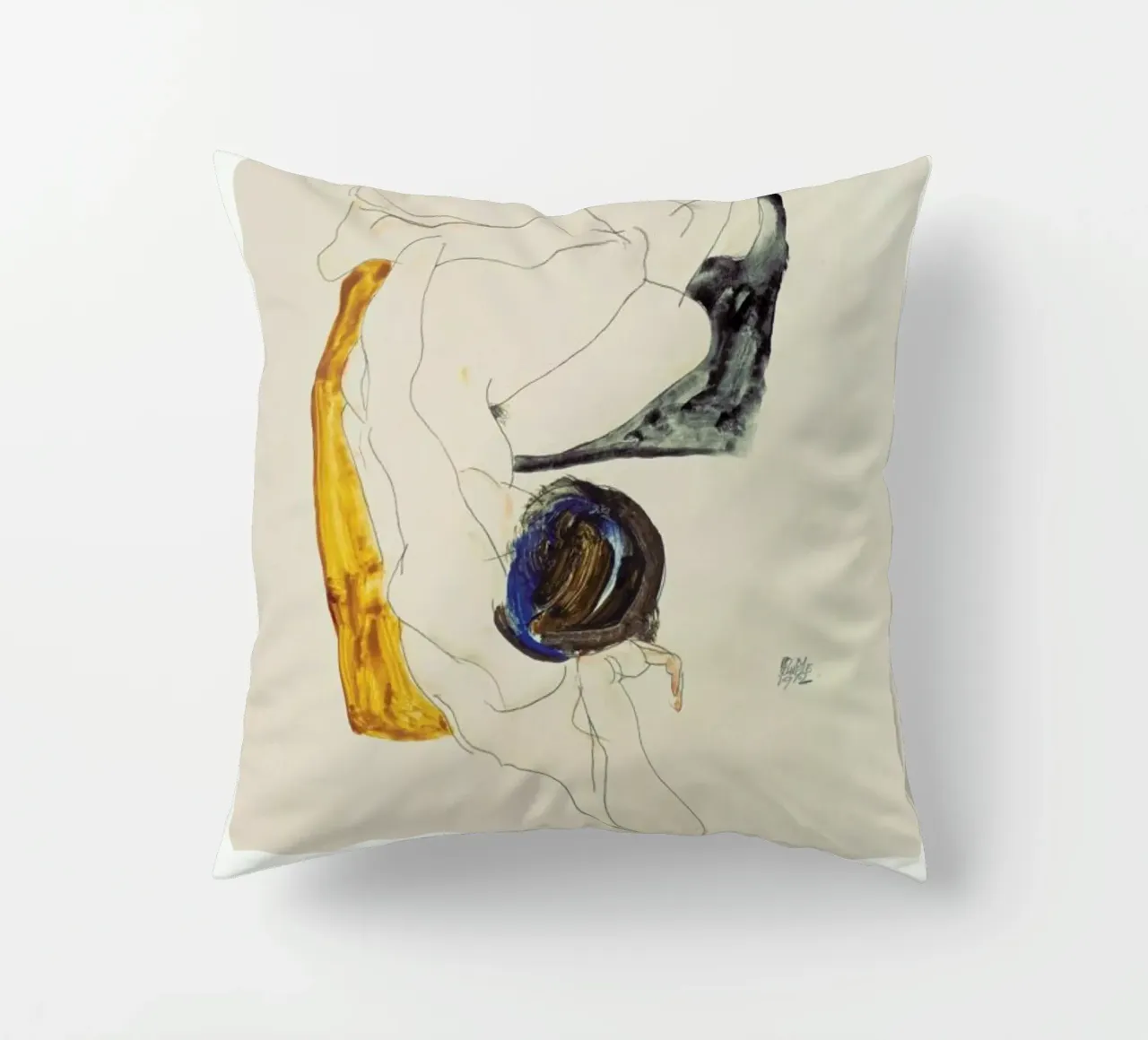 Schiele - Two Lying Figures II cuscino da Vintage by JUNIQE