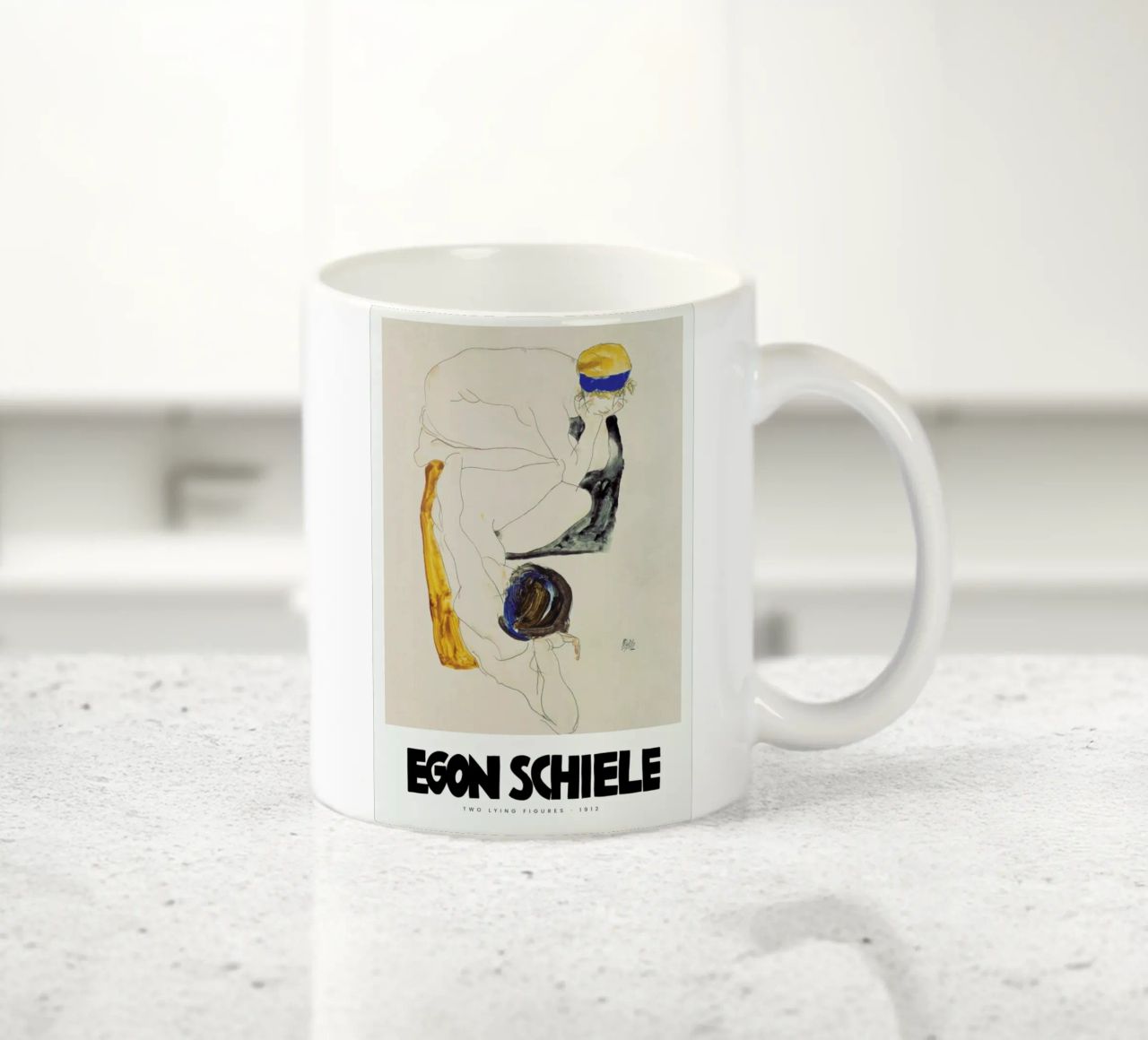 Schiele - Two Lying Figures II tazza in ceramica da Vintage by JUNIQE