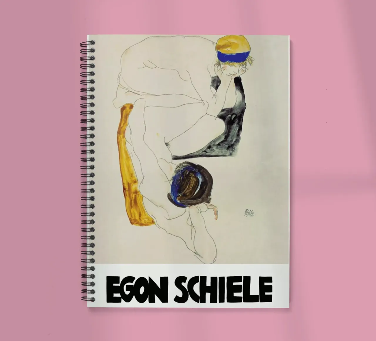 Schiele - Two Lying Figures II spiral notebook by Vintage by JUNIQE