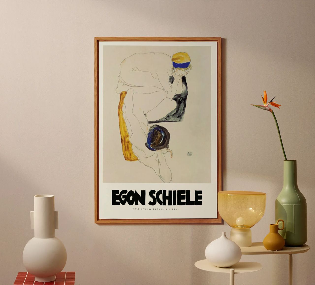Schiele - Two Lying Figures II Alu-Dibond von Vintage by JUNIQE