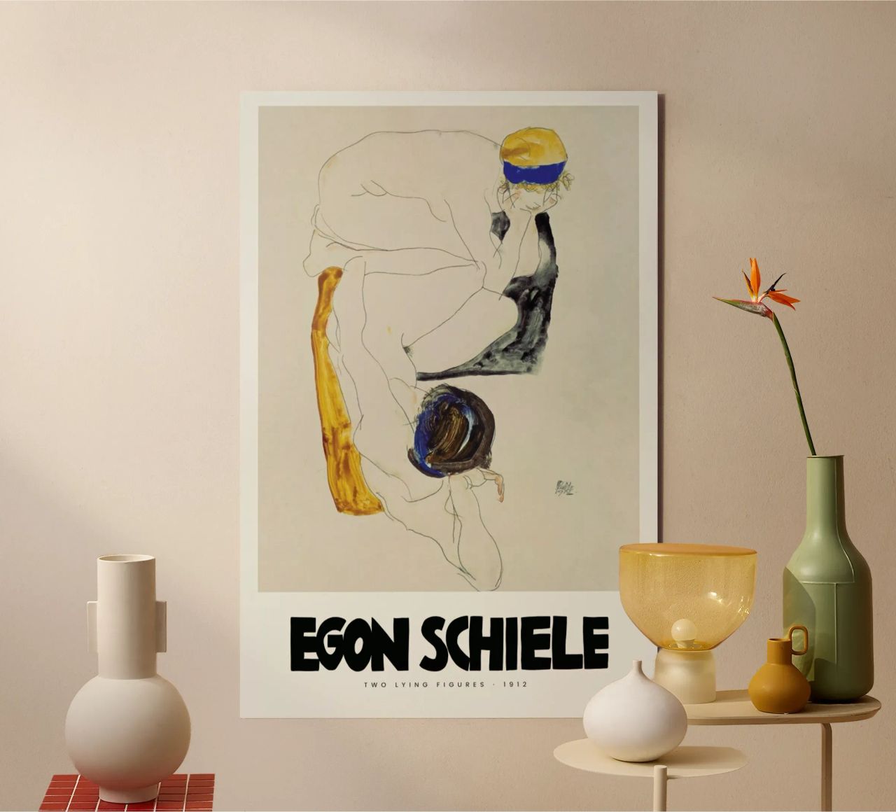 Schiele - Two Lying Figures II Alu-Dibond von Vintage by JUNIQE