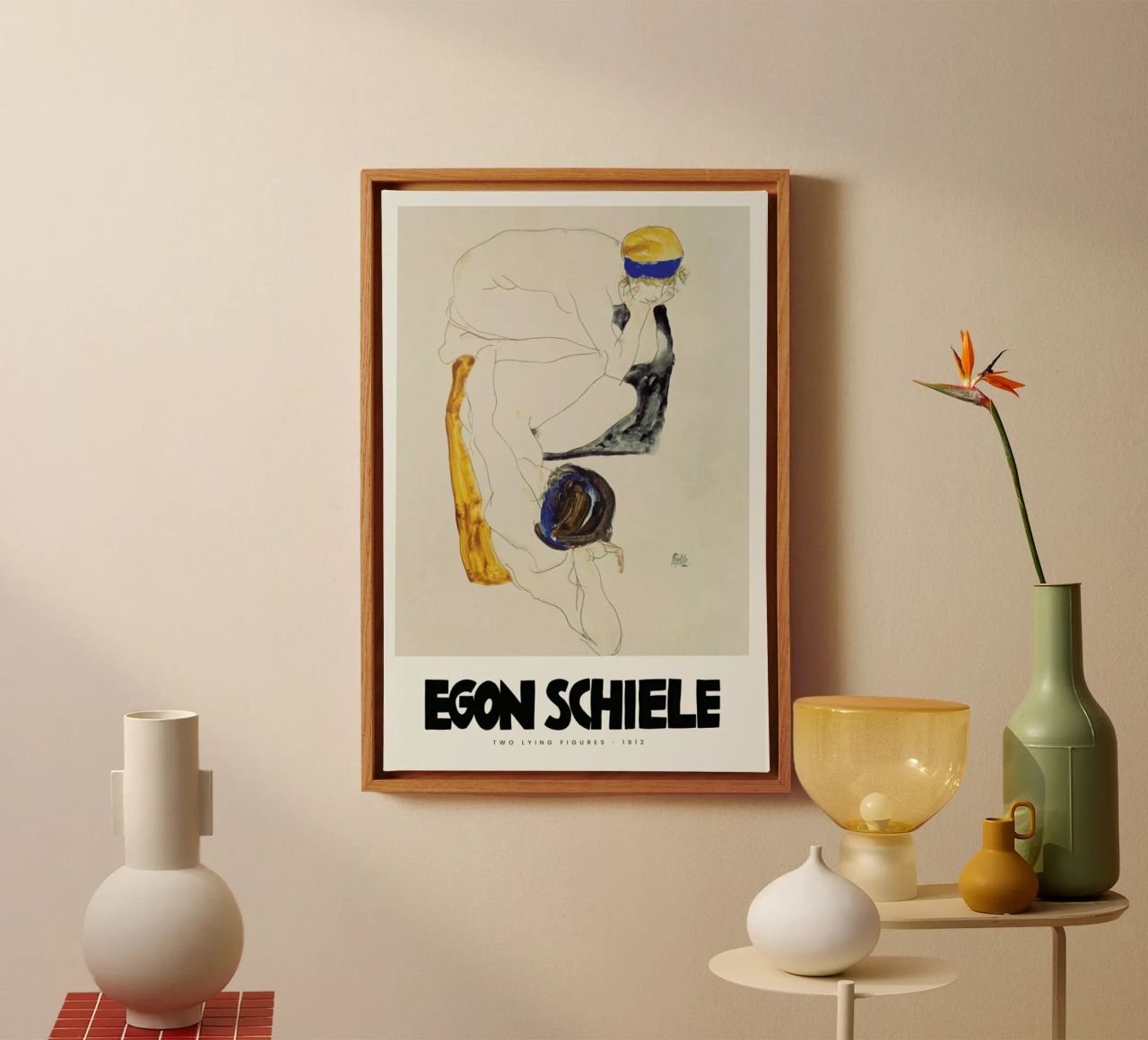Schiele - Two Lying Figures II Leinwand von Vintage by JUNIQE